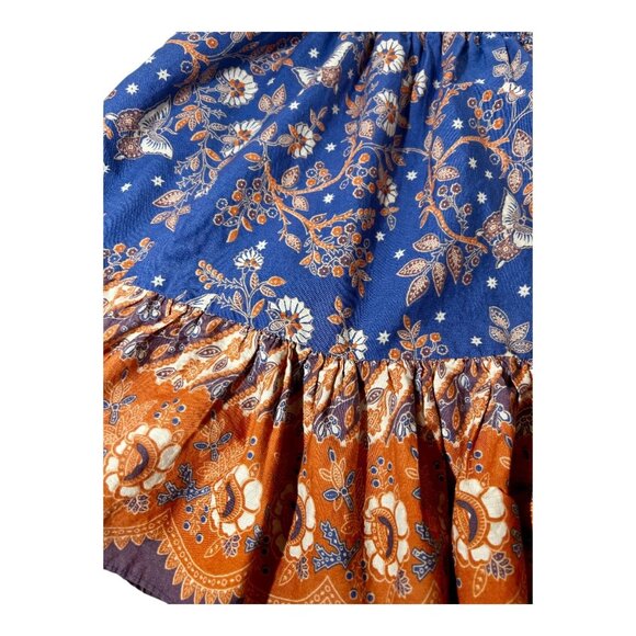 House of Harlow x Revolve Anastassia Blue Boho Floral Puff Sleeve Dress Sz S - Picture 6 of 10